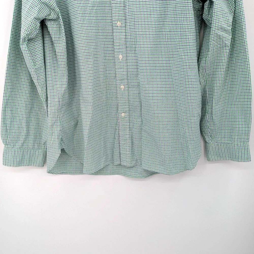 Ralph Lauren Boys Green Blue Gingham Preppy Button‎ Down Shirt Size 16